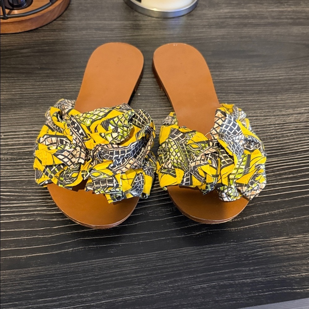 Zara Yellow and Black exotic print Women's Sandals